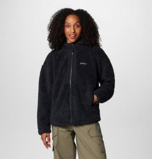 Columbia Boundless Discovery™ Hooded Sherpa Women Fleece Jackets Black | 25602254