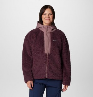 Columbia Boundless Discovery™ Hooded Sherpa Women Fleece Jackets Burgundy | 45583250