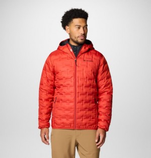 Columbia Delta Ridge Hooded Men Puffer Jacket Red | 42676801