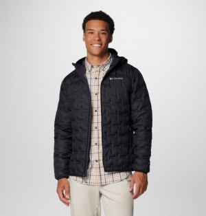 Columbia Delta Ridge Hooded Men Puffer Jacket Black | 86845748