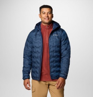 Columbia Delta Ridge Hooded Men Puffer Jacket Navy | 33581204