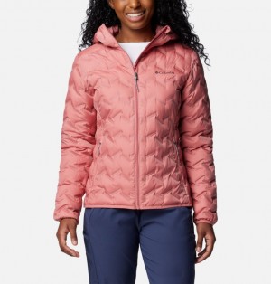 Columbia Delta Ridge™ II Down Hooded Women Puffer Jacket Pink | 78136500
