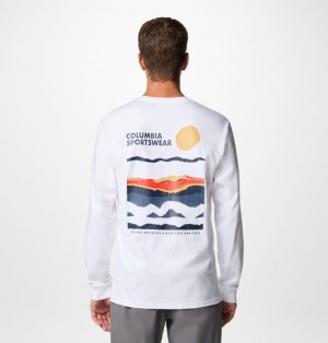 Columbia Explorers Canyon™ Long Sleeve Men T Shirts White | 8732465