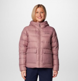 Columbia Harmony Falls™ Hooded Down Women Puffer Jacket Pink | 12623083