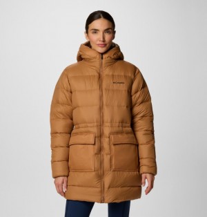 Columbia Harmony Falls™ Hooded Mid Down Women Puffer Jacket Brown | 56005820