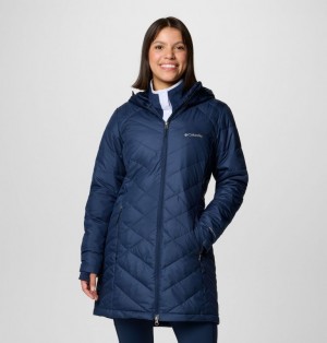 Columbia Heavenly™ Long Hooded Insulated Women Puffer Jacket Navy | 71678399