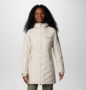 Columbia Heavenly™ Long Hooded Insulated Women Puffer Jacket White | 18739500