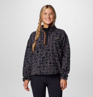 Columbia Helvetia™ II Cropped Sherpa Half Snap Printed Women Fleece Black | 35427261