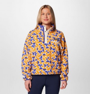Columbia Helvetia™ II Cropped Sherpa Half Snap Printed Women Fleece Yellow | 3136920