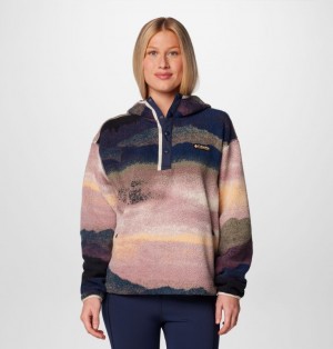 Columbia Helvetia™ II Sherpa Fleece Printed Women Hoodie Navy | 22284401