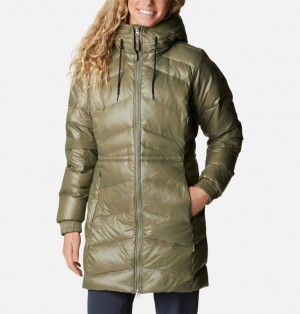 Columbia Icy Heights™ II Hooded Down Mid Women Puffer Jacket Green | 11258426
