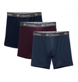 Columbia Poly Stretch Boxer Briefs - 3 Pack Men Briefs Navy | 21366872