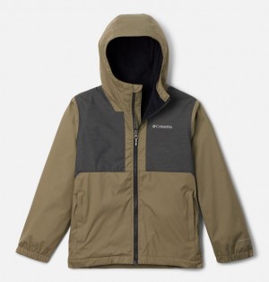 Columbia Rainy Trails™ II Fleece Lined Waterproof Boys's Jackets Olive | 13202881