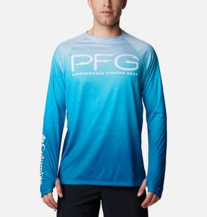 Columbia Super Terminal Tackle™ Vent Long Sleeve Men T Shirts Blue | 77939193