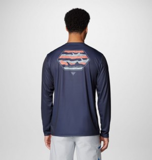 Columbia Terminal Tackle PFG™ Line Time Long Sleeve Men T Shirts Navy | 60681120